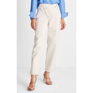 Future Collective with Kahlana Barfield Brown High Overlap Waist Straight Jeans